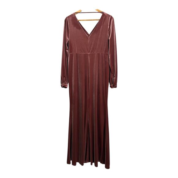 Revelry Pink Velvet Maxi Dress Cocktail Party Holiday Semi Formal 14 V-neck - Picture 6 of 8